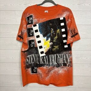 Vintage Rare Anvil 1993 Stevie Ray Vaughan Music All Over Print T-Shirt NWT XL